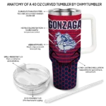 custom gonzaga bulldogs hex texture blue curved tumbler best selling.webp