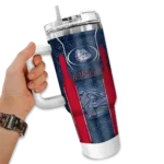 custom gonzaga bulldogs hexagon armor blue curved tumbler best selling.webp