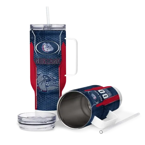 custom gonzaga bulldogs hexagon armor blue curved tumbler high quality.webp