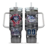 custom gonzaga bulldogs superman shield blue gray curved tumbler best selling.webp