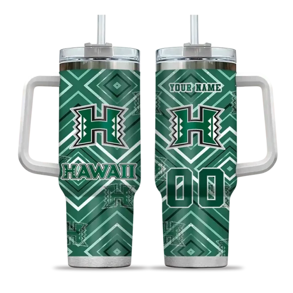 custom hawaii rainbow warriors bold diamonds green curved tumbler best selling.webp