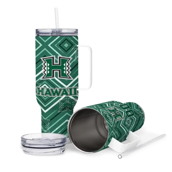 custom hawaii rainbow warriors bold diamonds green curved tumbler high quality.webp