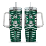 custom hawaii rainbow warriors chevron layers green curved tumbler best selling.webp