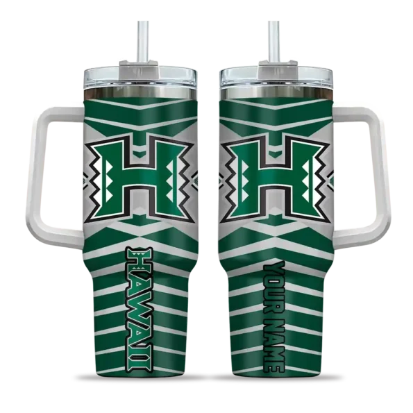 custom hawaii rainbow warriors chevron layers green curved tumbler best selling.webp