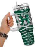 custom hawaii rainbow warriors chevron layers green curved tumbler best selling.webp