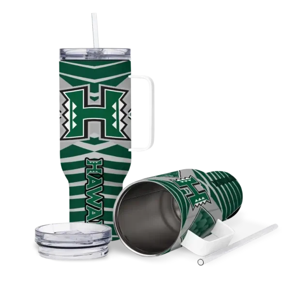 custom hawaii rainbow warriors chevron layers green curved tumbler high quality.webp