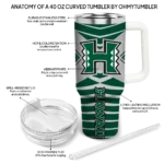 custom hawaii rainbow warriors chevron layers green curved tumbler best selling.webp