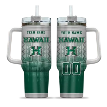 custom hawaii rainbow warriors gradient dots green curved tumbler best selling.webp