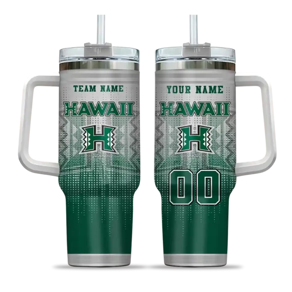 custom hawaii rainbow warriors gradient dots green curved tumbler best selling.webp