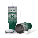 custom hawaii rainbow warriors gradient dots green curved tumbler best selling.webp