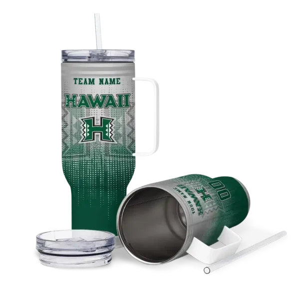 custom hawaii rainbow warriors gradient dots green curved tumbler high quality.webp