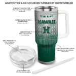 custom hawaii rainbow warriors gradient dots green curved tumbler best selling.webp