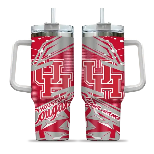 custom houston cougars abstract paths red curved tumbler best selling.webp