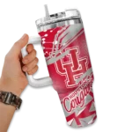 custom houston cougars abstract paths red curved tumbler best selling.webp