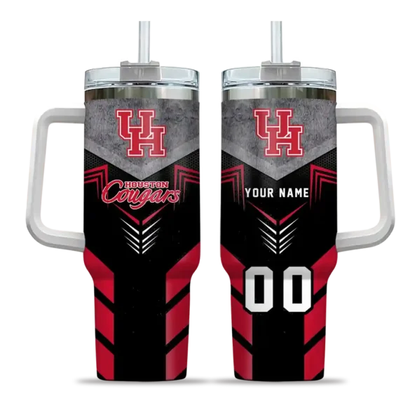 custom houston cougars arrow armor red black curved tumbler best selling.webp