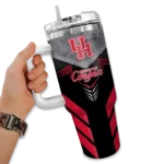 custom houston cougars arrow armor red black curved tumbler best selling.webp