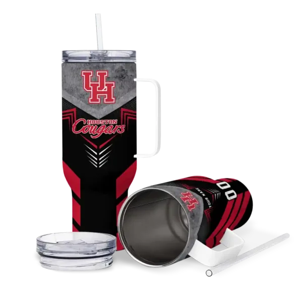 custom houston cougars arrow armor red black curved tumbler high quality.webp