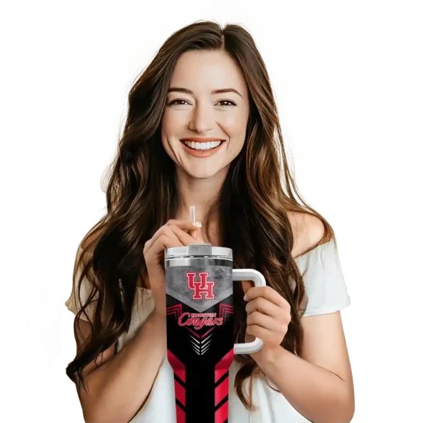 custom houston cougars arrow armor red black curved tumbler premium grade.webp