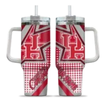 custom houston cougars arrow burst red curved tumbler best selling.webp