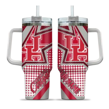 custom houston cougars arrow burst red curved tumbler best selling.webp