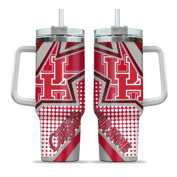custom houston cougars arrow burst red curved tumbler best selling.webp