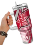 custom houston cougars arrow burst red curved tumbler best selling.webp