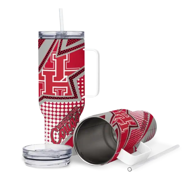 custom houston cougars arrow burst red curved tumbler high quality.webp