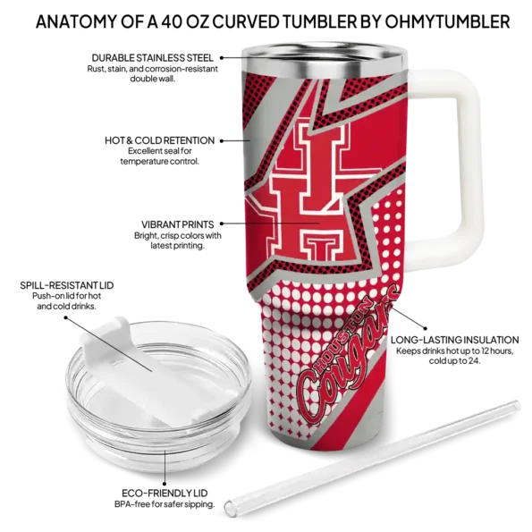 custom houston cougars arrow burst red curved tumbler new arrival.webp