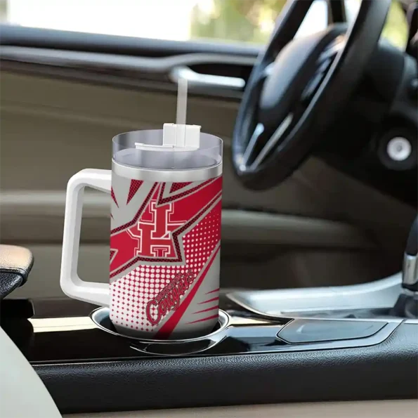 custom houston cougars arrow burst red curved tumbler trendy.webp