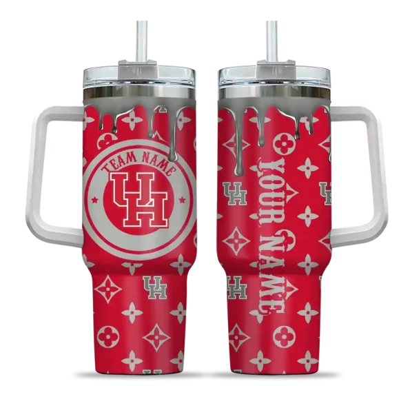 custom houston cougars bullseye drips red curved tumbler best selling.webp