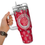 custom houston cougars bullseye drips red curved tumbler best selling.webp