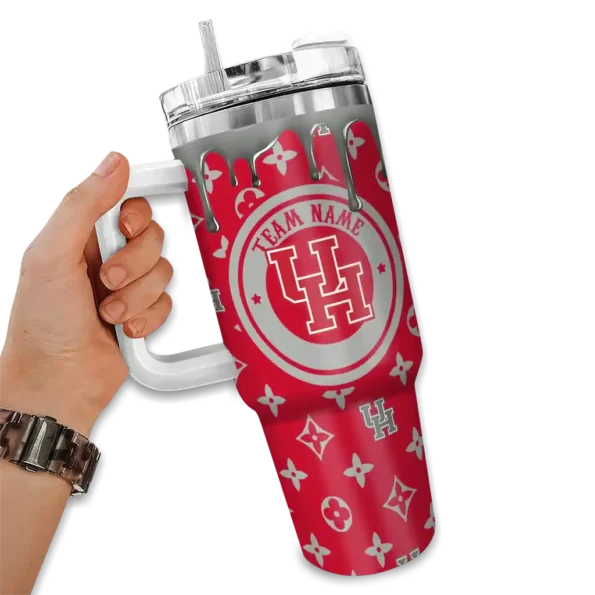custom houston cougars bullseye drips red curved tumbler fashion forward.webp