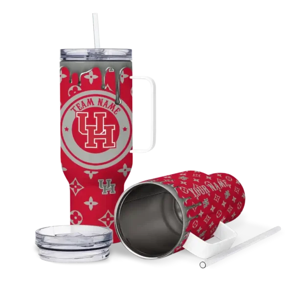 custom houston cougars bullseye drips red curved tumbler high quality.webp
