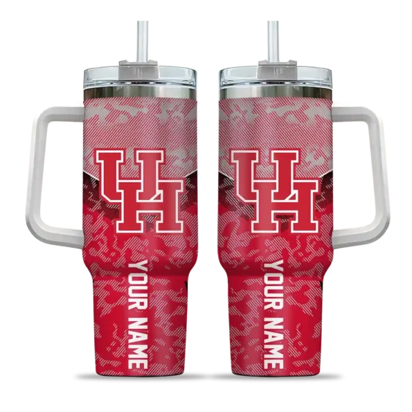 custom houston cougars chevron stripe red curved tumbler best selling.webp