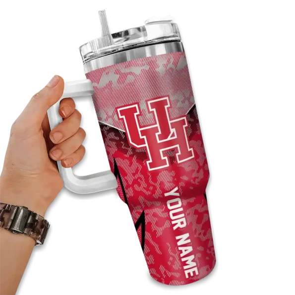 custom houston cougars chevron stripe red curved tumbler fashion forward.webp