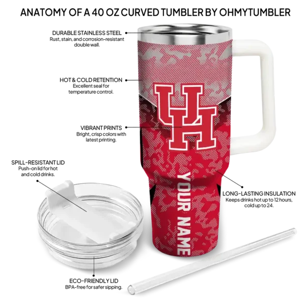 custom houston cougars chevron stripe red curved tumbler new arrival.webp