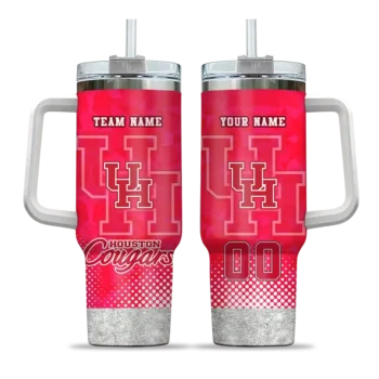 custom houston cougars geometric prism red curved tumbler best selling.webp