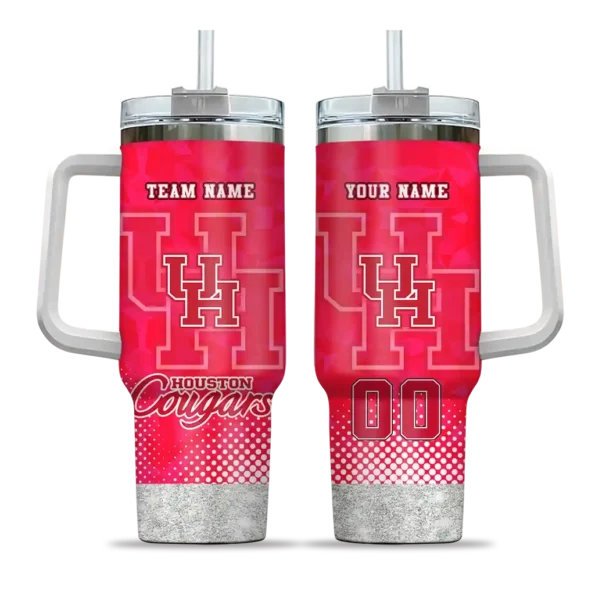 custom houston cougars geometric prism red curved tumbler best selling.webp