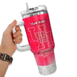 custom houston cougars geometric prism red curved tumbler best selling.webp