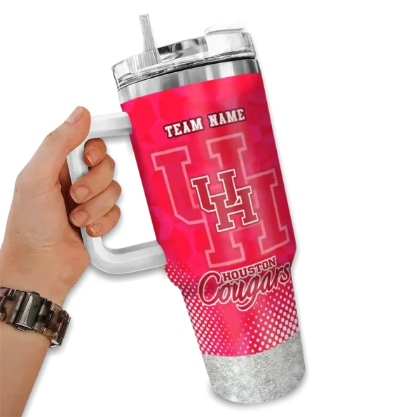custom houston cougars geometric prism red curved tumbler fashion forward.webp