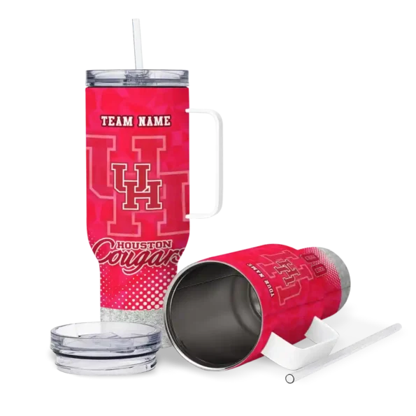 custom houston cougars geometric prism red curved tumbler high quality.webp