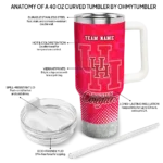 custom houston cougars geometric prism red curved tumbler best selling.webp
