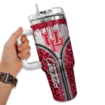 custom houston cougars leopard zipper red curved tumbler best selling.webp