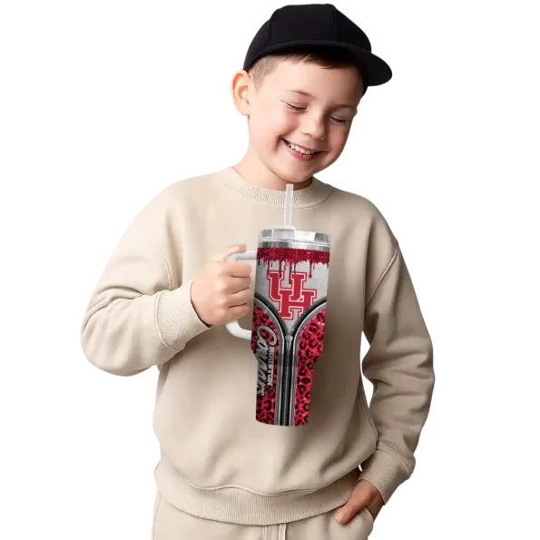 custom houston cougars leopard zipper red curved tumbler latest model.webp