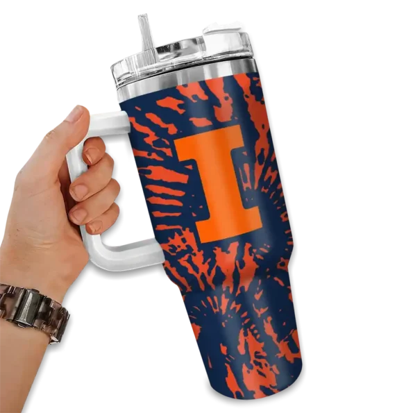 custom illinois fighting illini burst swirl blue curved tumbler fashion forward.webp