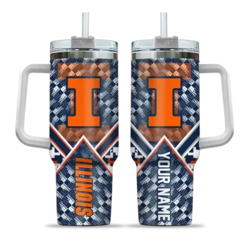 custom illinois fighting illini chevron angle blue curved tumbler best selling.webp