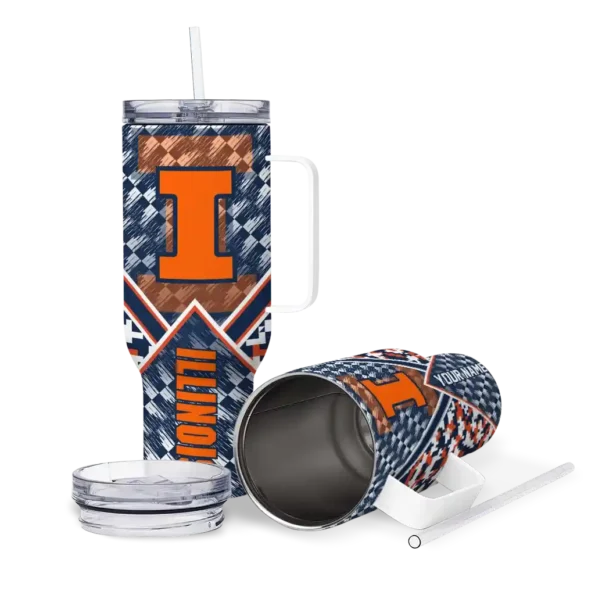custom illinois fighting illini chevron angle blue curved tumbler high quality.webp