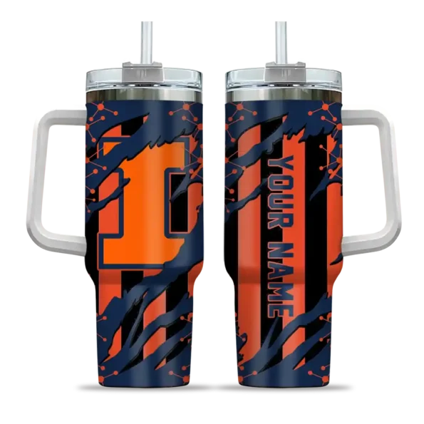 custom illinois fighting illini claw cut blue black curved tumbler best selling.webp