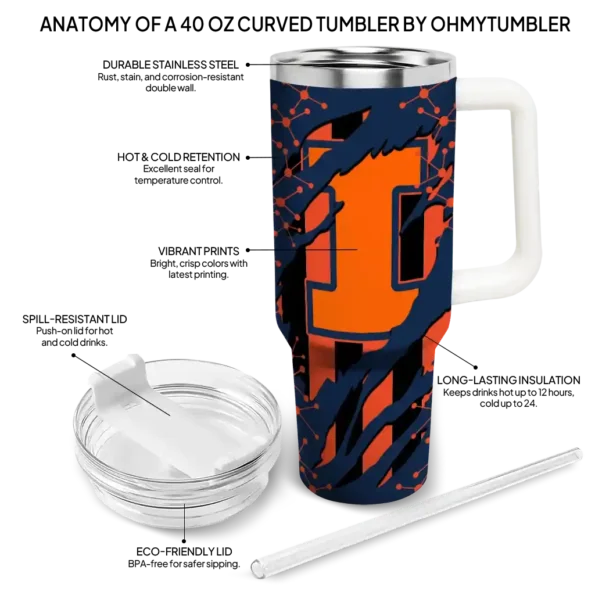 custom illinois fighting illini claw cut blue black curved tumbler new arrival.webp