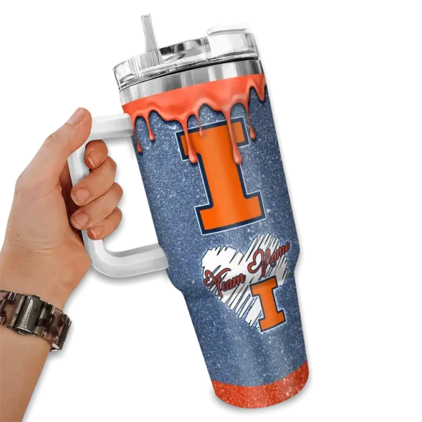 custom illinois fighting illini heart helmet motif blue curved tumbler fashion forward.webp